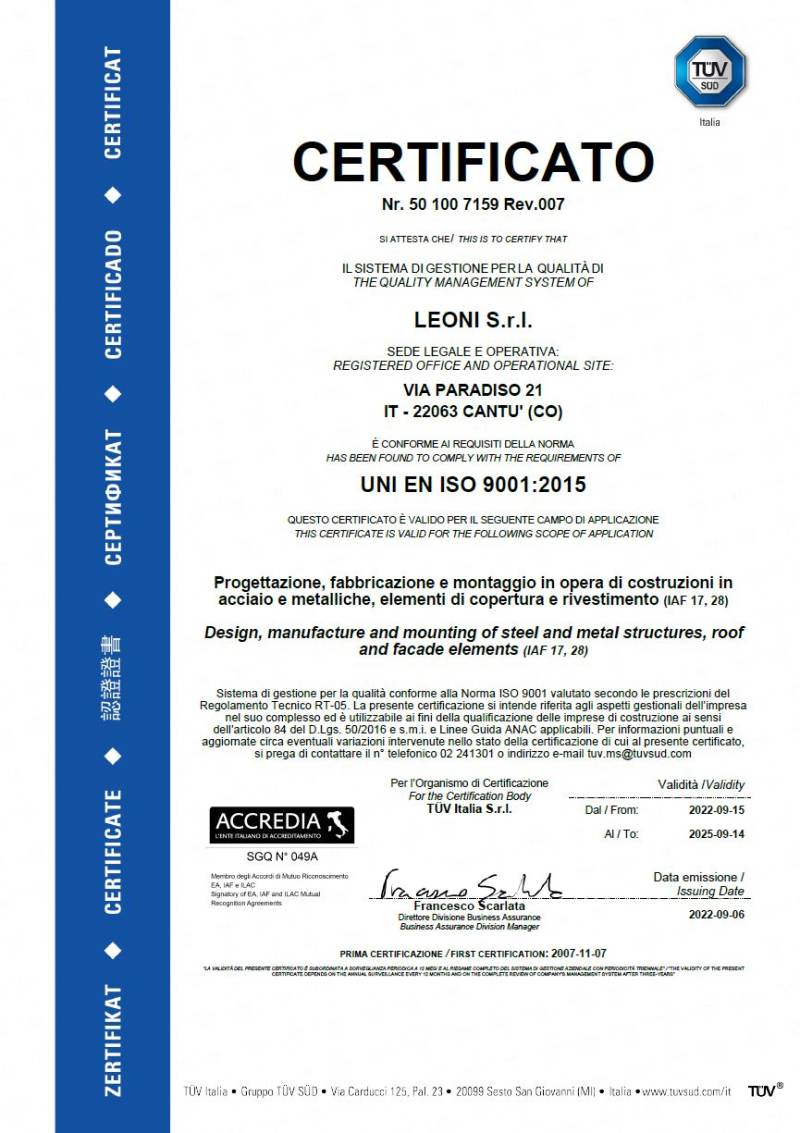 certificato uni-en-iso 9001 